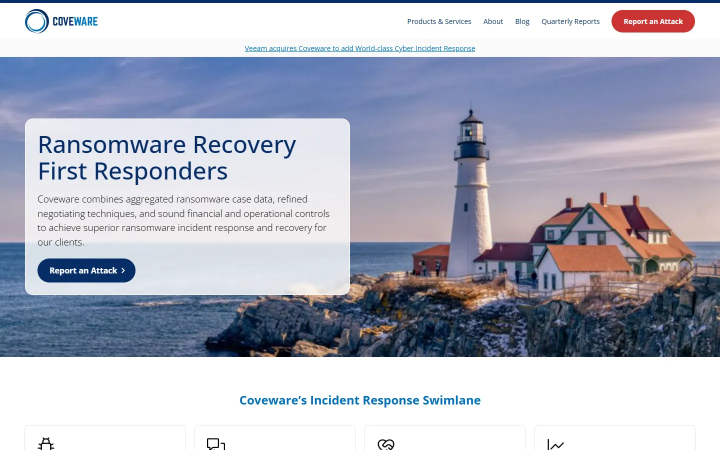 Homepage of Coveware