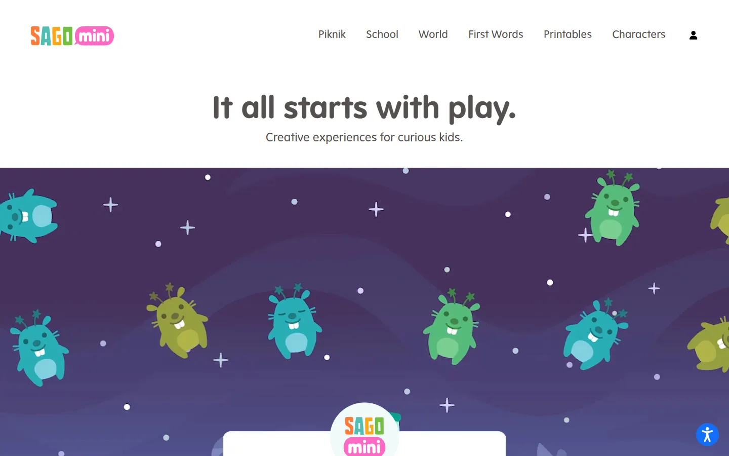 Homepage of Sago Mini